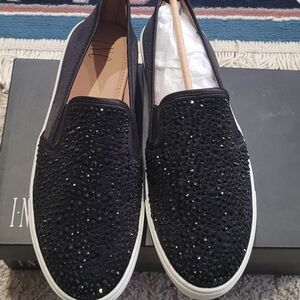 INC International Concepts Black Embellished Loafers